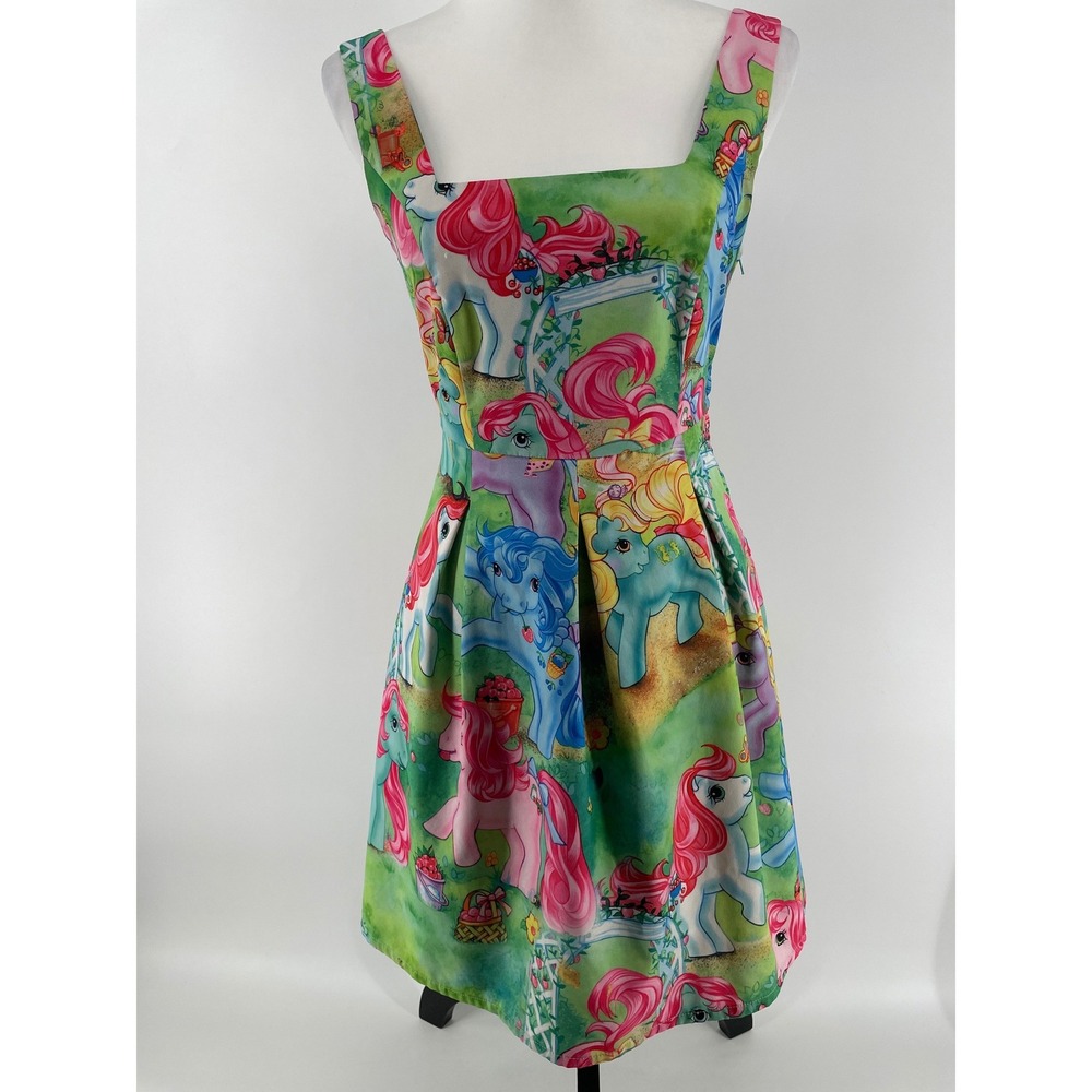 Iron Fist X My Little Pony Dress Womens Small Green Y2K All Over Print Skater